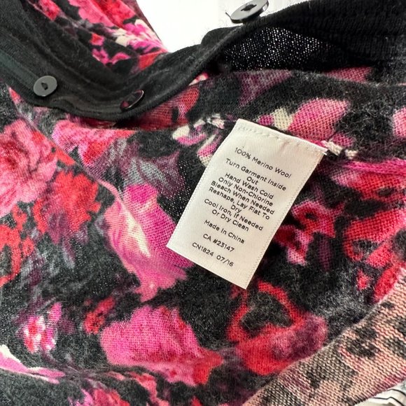 Talbots merino wool sweater cardigan floral‎ print size Small Petite - Picture 5 of 5